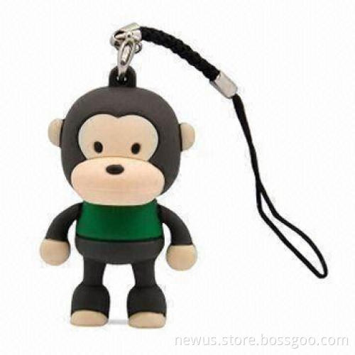 Monkey-shaped USB Flash Drive, 256MB to 16GB Capacity
